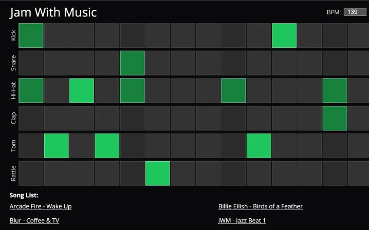 screen shot  drum machine